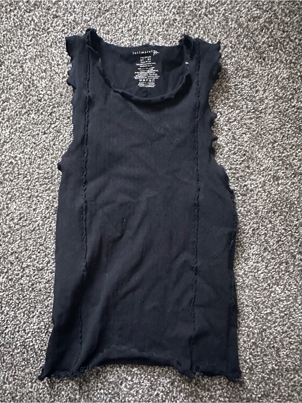 Free People Black Ribbed Edge Tank